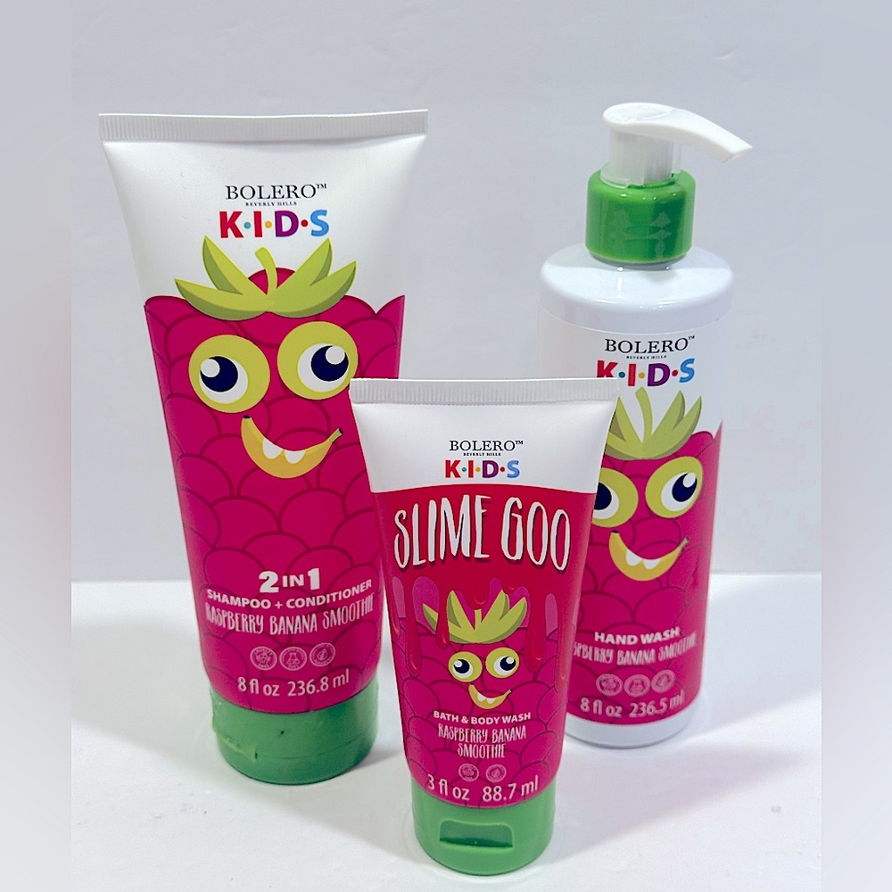 Lot of 3 - Bolero Beverly Hills Kids Bath & Body, Raspberry Banana Smoothie